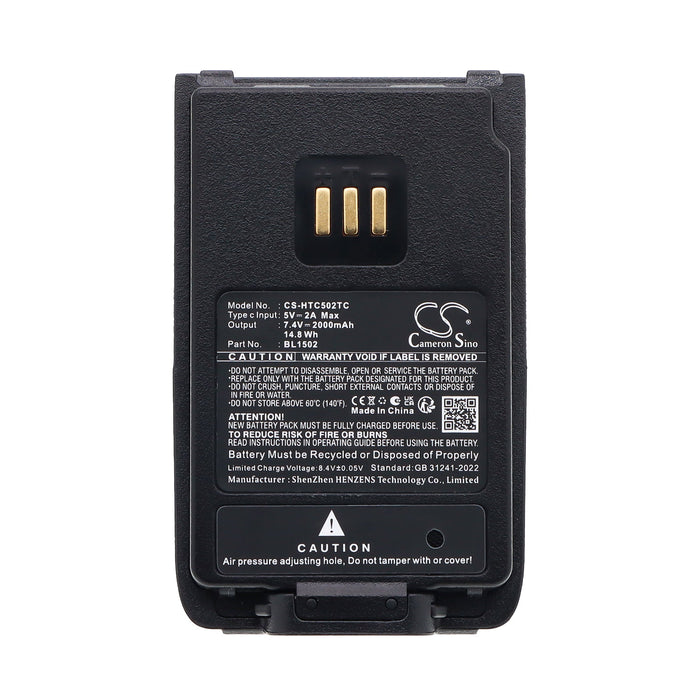 HYT PD500 PD502 PD505 PD506 PD508 PD560 PD562 PD565 PD566 PD568 PD600 PD602 PD605 PD606 PD608 PD660 PD662 PD 2000mAh Two Way Radio Replacement Battery