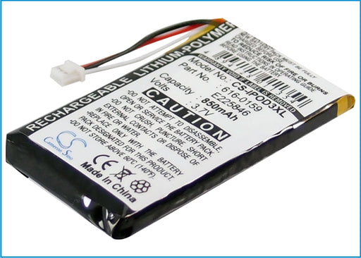 Apple iPOD 10GB M8976LL A iPOD 15GB M9460LL A iPOD 20GB M9244LL A iPOD 30GB M8948LL A iPOD 3th Generation iPOD 850mAh Media Player Replacement Battery
