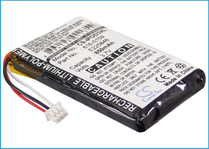Apple iPOD 10GB M8976LL A iPOD 15GB M9460LL A iPOD 20GB M9244LL A iPOD 30GB M8948LL A iPOD 3th Generation iPOD 850mAh Media Player Replacement Battery
