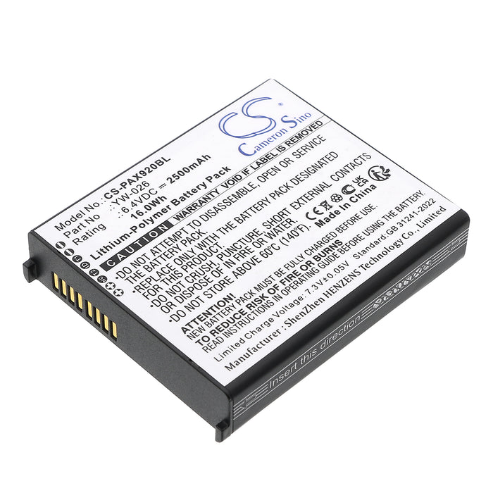 Pax A920 MAX Payment Terminal Replacement Battery