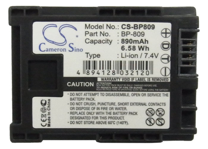 Canon FS10 Flash Memory Camcorder FS100 Flash Memory Camcorder FS11 Flash Memory Camcorder Vixia FS10 Vixia FS100 Vi 890mAh Camera Replacement Battery-5