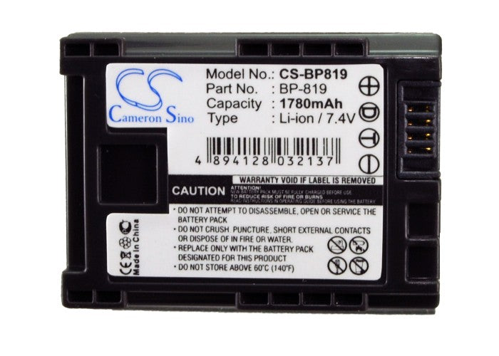 Canon FS10 Flash Memory Camcorder FS100 Flash Memory Camcorder FS11 Flash Memory Camcorder Vixia FS10 Vixia FS100 V 1780mAh Camera Replacement Battery-5