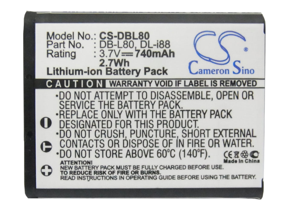 Sanyo DMX-CG100 DMX-CG102 DMX-CG11 DMX-CG110 DMX-CG11D DMX-CG11G DMX-CG11W DMX-CG20 DMX-CS1 DMX-GH1 DMX-GH2 DMX-X1200 VPC-C Camera Replacement Battery-5