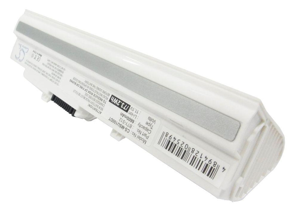 MSI 9S7-N01152-439 Wind 90 Wind MS-N011 Wind U100 Wind U100-001CA Wind U100-002CA Wind U100-002L 6600mAh White Laptop and Notebook Replacement Battery-2